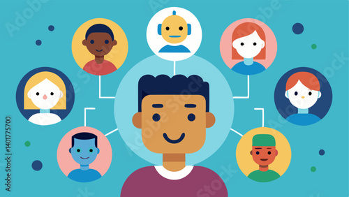 Multicultural Emotion Detection Faces of diverse individuals showcasing various emotions connected to an AI system that symbolizes the interpretation of emotions from different