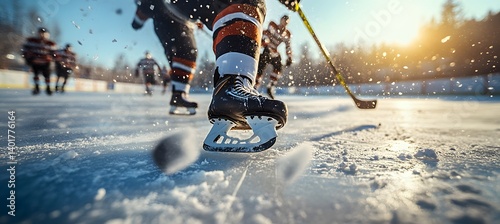 Wallpaper Mural High-energy ice hockey match under stadium lights on a snowy night, perfect for sports marketing, winter competition themes, and athletic performance visuals
 Torontodigital.ca