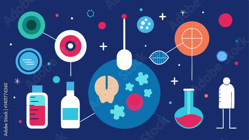 These illustrations can visually convey concepts related to stem cell therapy emphasizing a modern and futuristic approach to medicine and research.