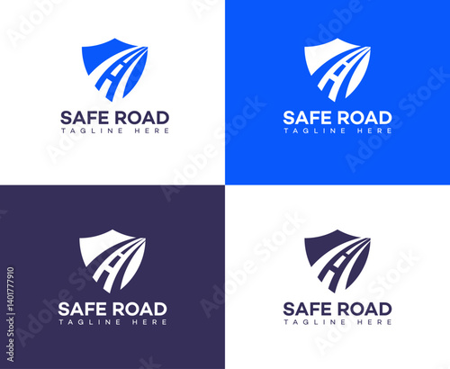 Safe Road Logo Designs Shield, Highway, Travel, Protection