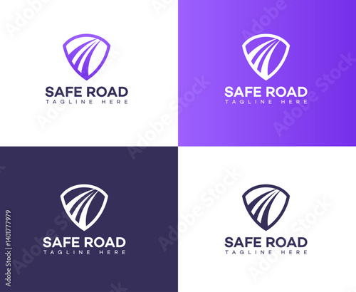 Safe Road Logo Designs Shield, Highway, Travel, Protection