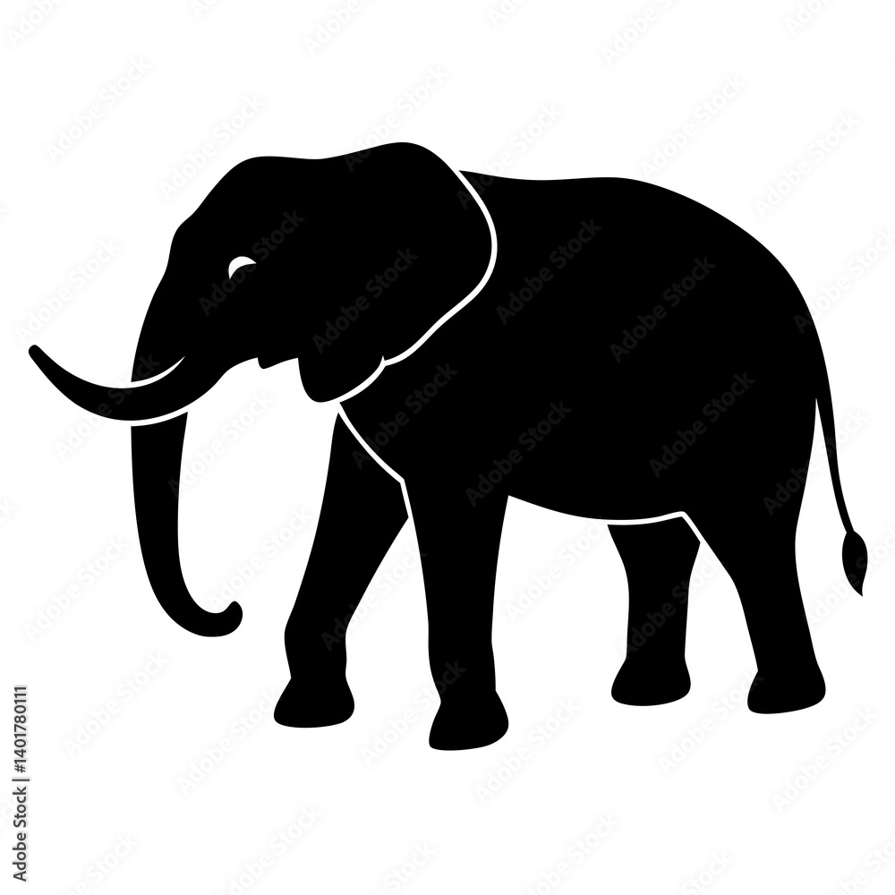 Fototapeta premium Elephant silhouette vector isolated on white background