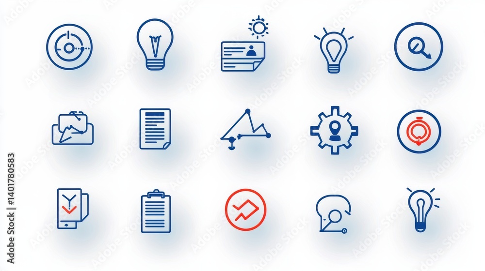 A collection of clean minimalist outline icons representing various digital interface and technology elements for web app and UI design A collection of clean minimalist outline icons representing various digital interface and technology elements for web app and UI design
