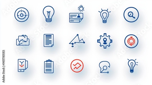 A collection of clean minimalist outline icons representing various digital interface and technology elements for web app and UI design