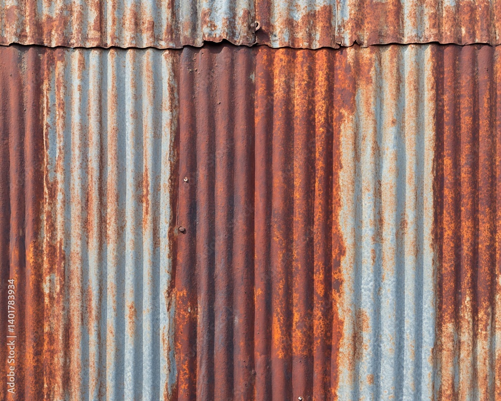 Corrugated Metal Sheet with Rust and Oxidation Corrugated Metal Sheet with Rust and Oxidation