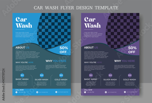 Car wash flyer design professional car service brochure design, car, service, repair, garage, foam, clean, shine, bubbles, automobile, drive, engine, a4 print ready template.