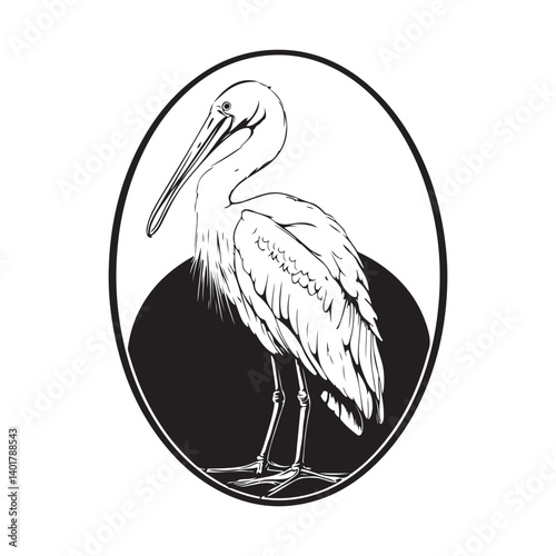 Eurasian Spoonbill Design Logo vector Isolated on white background.
