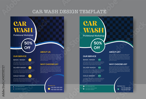 Car wash flyer design professional car service brochure design, car, service, repair, garage, foam, clean, shine, bubbles, automobile, drive, engine, a4 print ready template.