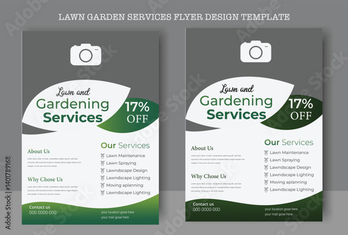 Lawn and gardening service flyer design template. Tree and gardening service poster leaflet design. Tree and gardening service poster leaflet design. lawnmower flyer template