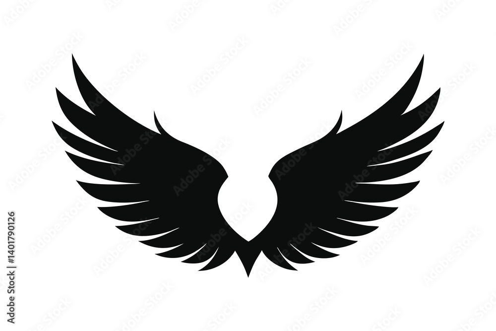 Fototapeta premium Angle Wings silhouette vector illustration on white background 