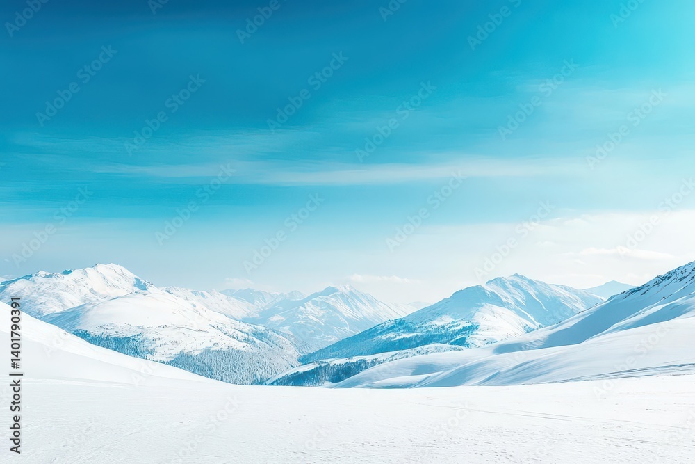 custom made wallpaper toronto digitalBreathtaking Snowy Mountain Landscape Under a Clear Blue Sky Evoking Tranquility and Natural Beauty in a Serene Winter Wonderland Setting