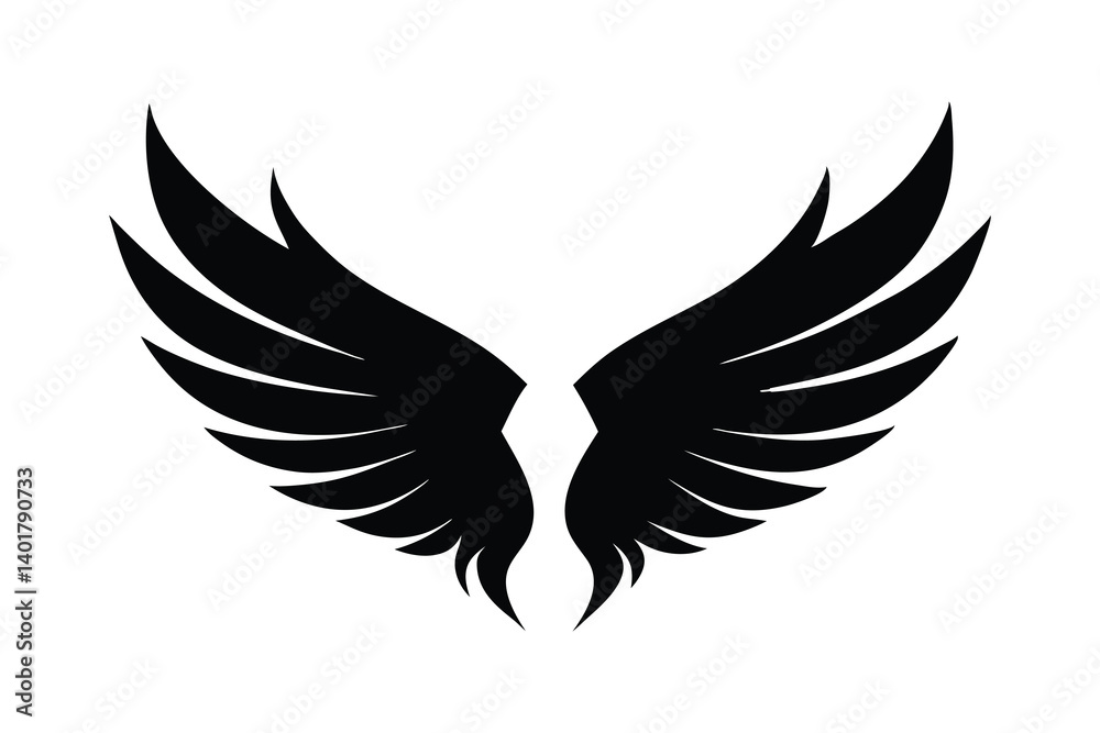 Wings icon silhouette vector illustration Wings icon silhouette vector illustration