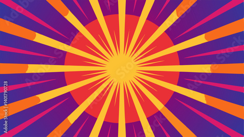 Radial Burst Element A radial burst effect behind the main text filled with gradients of bright colors giving a sense of excitement and urgency.