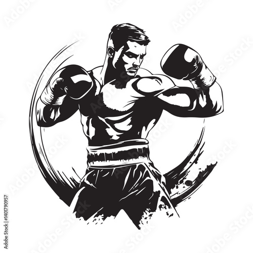 Counter Punch Boxing Image Vector Isolated on white background. 