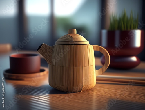 This wooden teapot showcases stunning craftsmanship and warmth while enhancing your kitchen decor. Perfect for tea lovers and interior design enthusiasts.