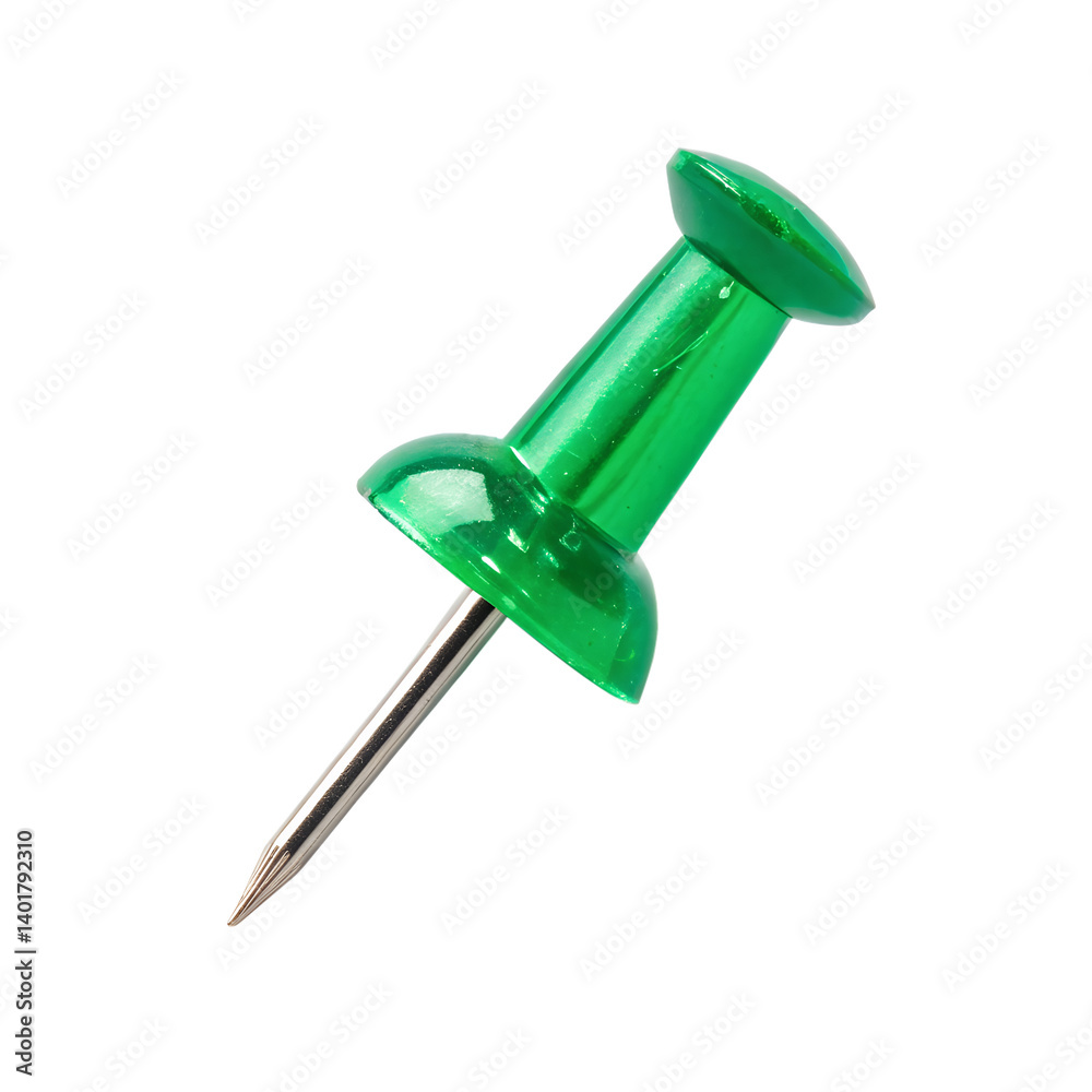 Green push pin isolated on transparent background Green push pin isolated on transparent background