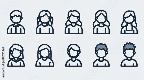 Obraz na płótnie A collection of simplified silhouette icons representing a diverse group of people suitable for use in digital interfaces websites and applications w salonie