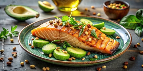 Healthy Fats: Salmon, Avocado, Oil & Nuts - Delicious & Nutritious Food Photography