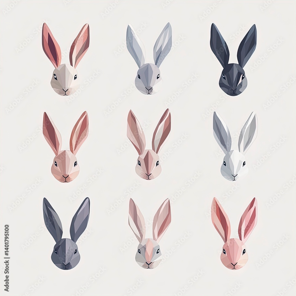 Obraz premium Modern Easter bunny navigation menu icon set