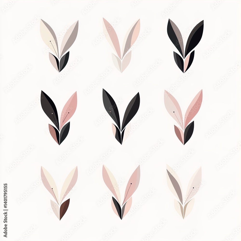 Modern Easter bunny navigation menu icon set