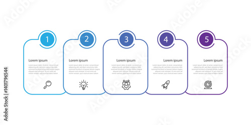 5 step line columns infographic template. 