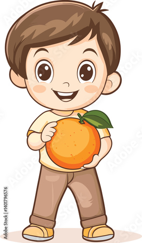 boy with a orange