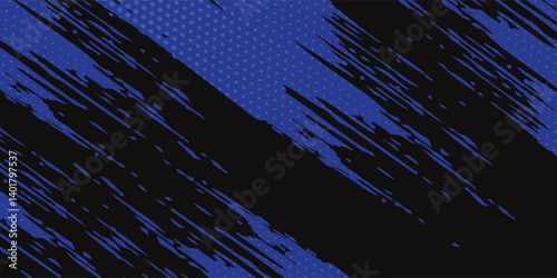 Abstract painting background with a grunge texture featuring blue and black