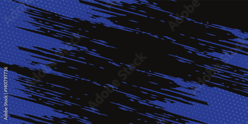 Abstract painting background with a grunge texture featuring blue and black