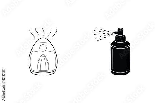 Aroma Diffuser And Spray Can Vector Icons For Air Freshening