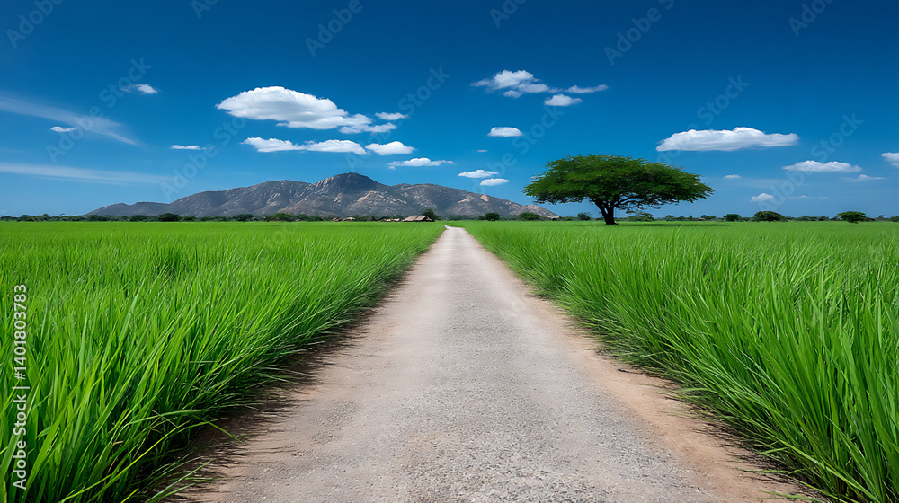 Fototapeta premium rice paddy road
