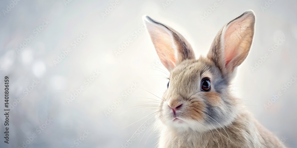 Fototapeta premium Minimalist Rabbit Head AI Art: Simple, Clean, Artistic Bunny Portrait