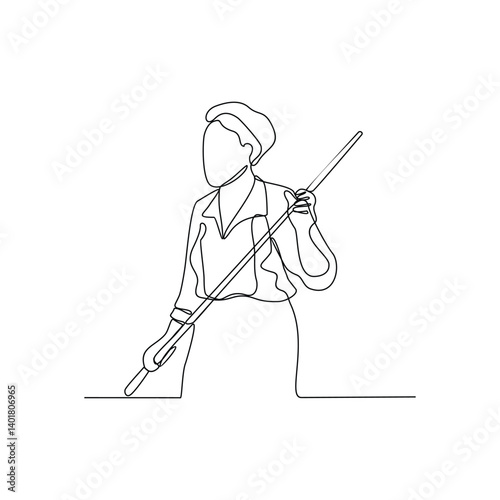 One continuous line drawing of a billiard player vector illustration. Sports design illustration simple linear style vector concept. Billiard player design for your asset and educational purpose.
