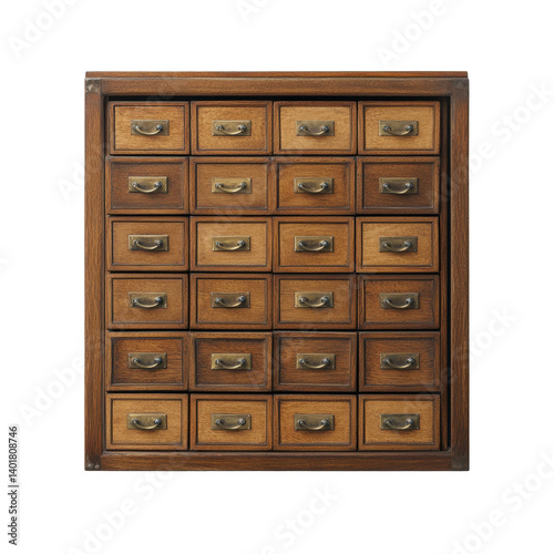 ultra realistic uhd photo of Card catalog drawer on transparent background