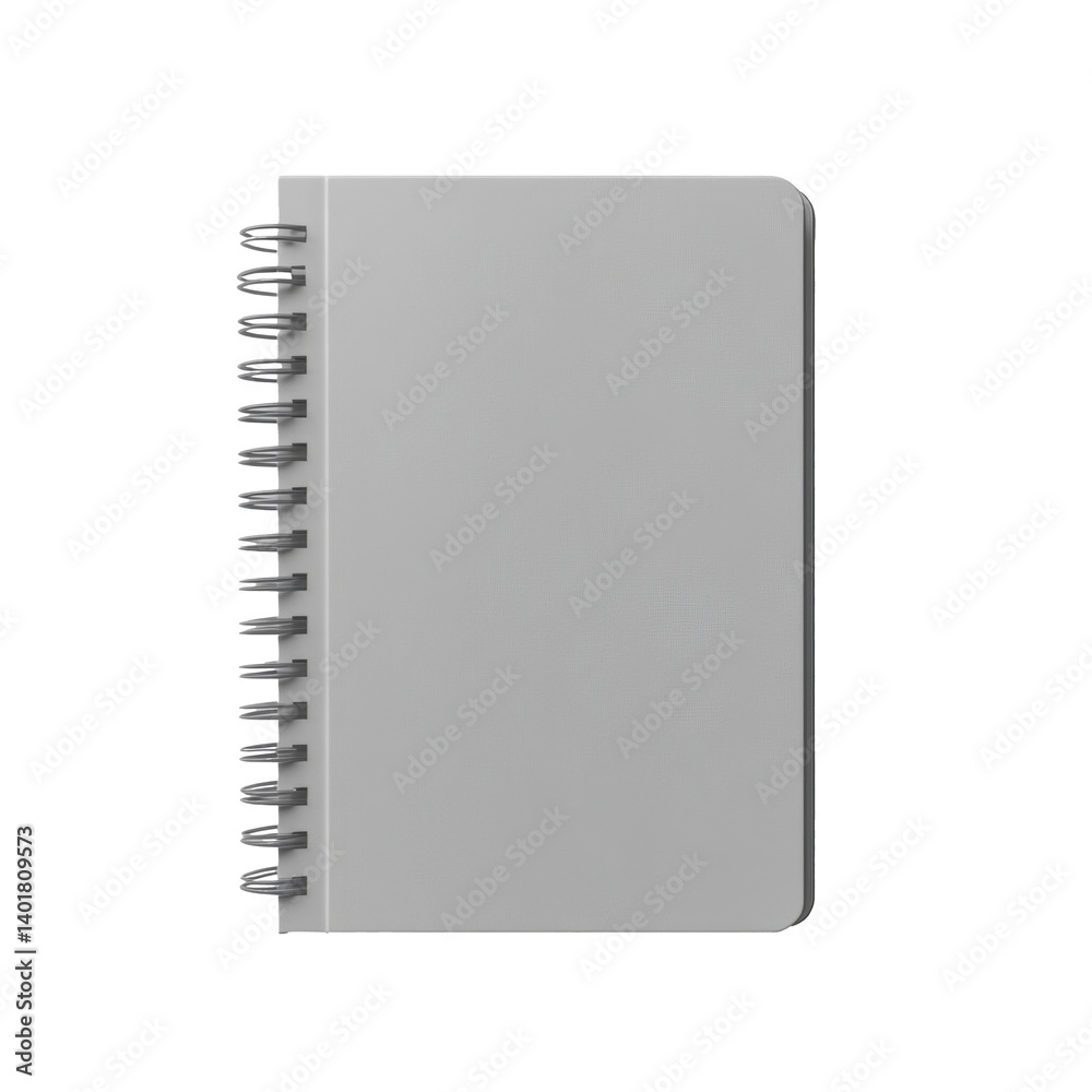 Hyper-detailed 8K image of a minimalist grey softcover notebook, perfectly centered and flat on transparent background Hyper-detailed 8K image of a minimalist grey softcover notebook, perfectly centered and flat on transparent background