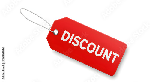 A vibrant red discount tag dangles, promising savings. A helpful reminder to snatch deals and enjoy retail therapy. Don't miss out!