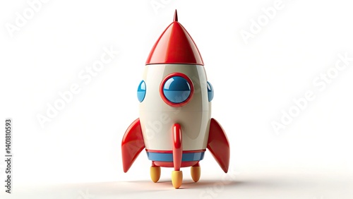 Cute Mini Rocket Space Exploration 3D Illustration - Urban Exploration Photography Style