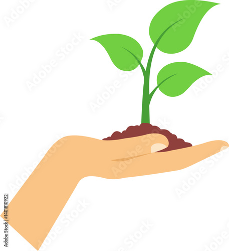 Hands Holding a young green plant