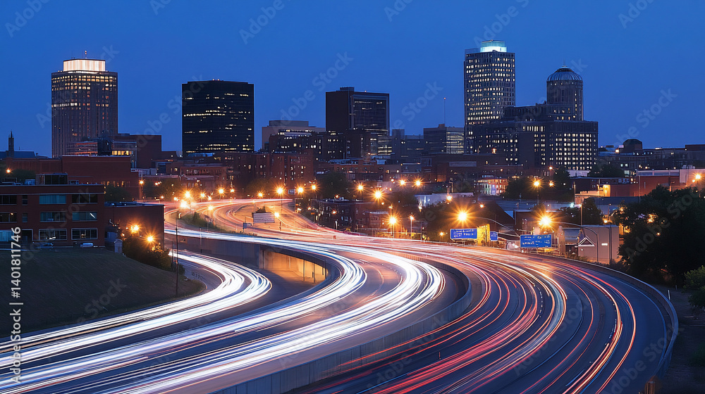 Fototapeta premium City lights at dusk