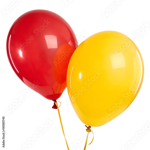 red and yellow balloons isolated on white background photo