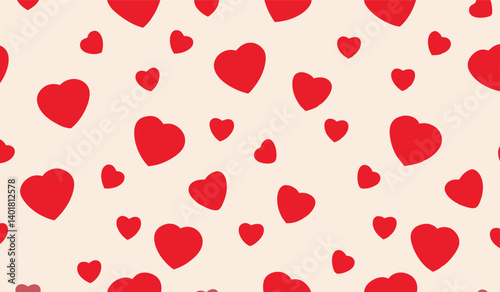 Red Hearts Scattered Seamless Pattern

