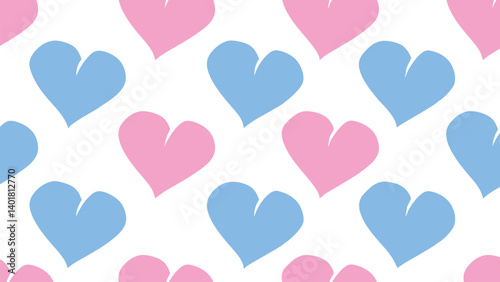 Pink and Blue Hearts Seamless Pattern

