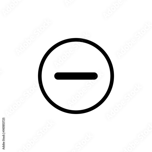 minus sign inside a circle. universal icon for subtraction, reduction, or removal
