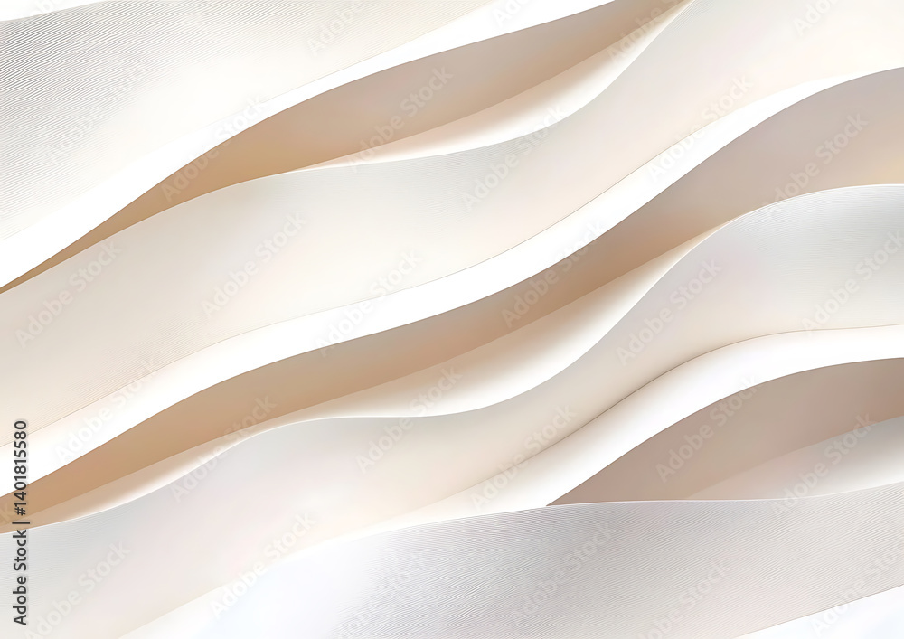 Obraz premium Abstract paper waves creative studio digital art soft tones close-up view flowing forms for artistic inspiration 