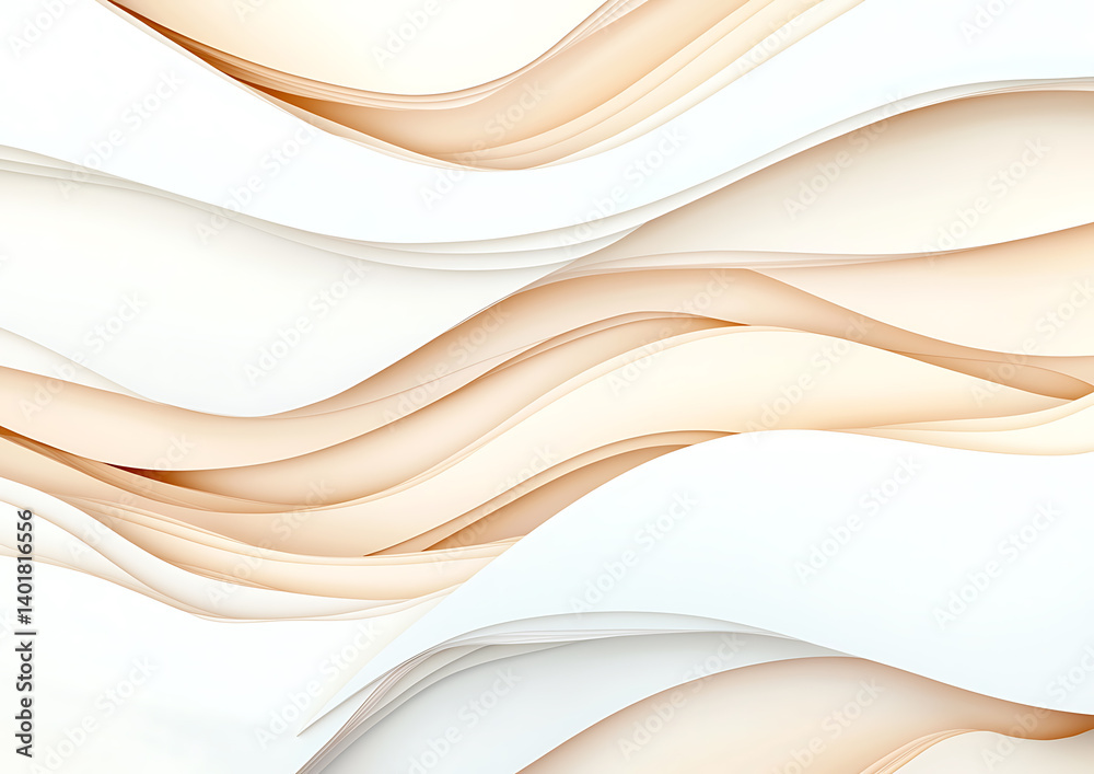 Obraz premium Abstract paper waves creative studio digital art soft tones close-up view flowing forms for artistic inspiration
