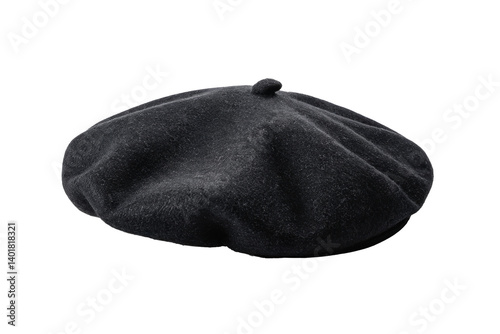 black beret hat isolated on white background