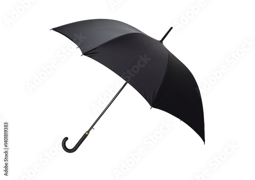 black umbrella open isolated on white background.