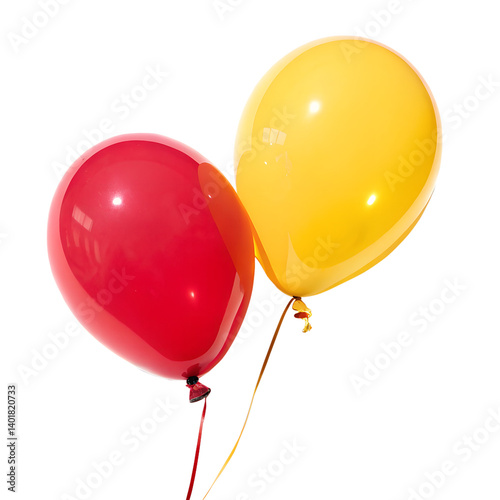 red and yellow balloons isolated on white background photo