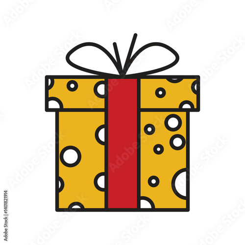 Gift Box Vector Design with white circle pattern on it