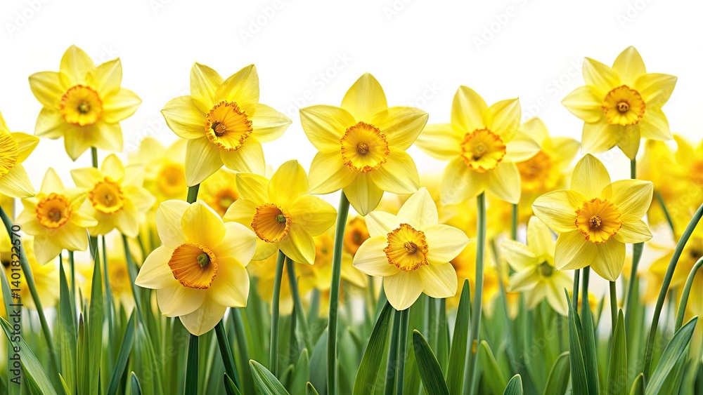Fototapeta premium Long Exposure Daffodil Garden Photography - Blooming Yellow Flowers, Spring Nature Scene