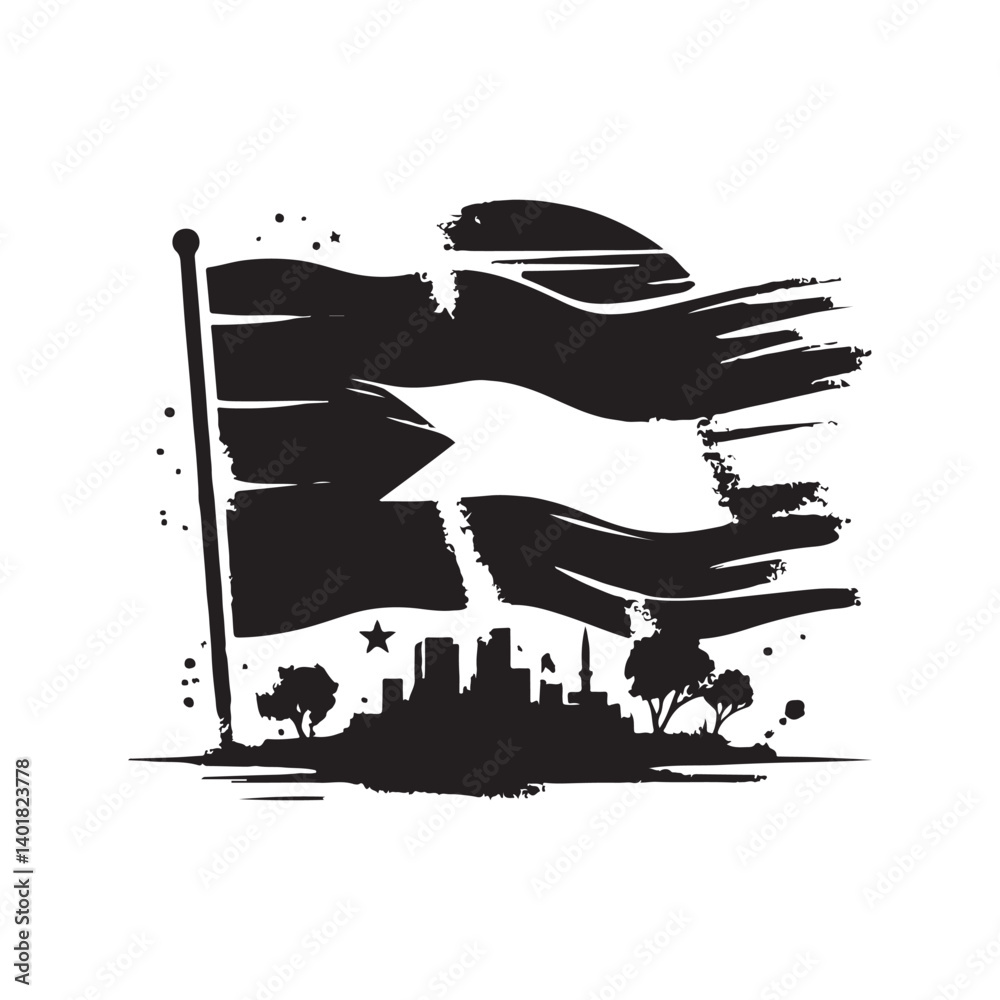 Obraz premium Flag of Palestine silhouette vector style with white background